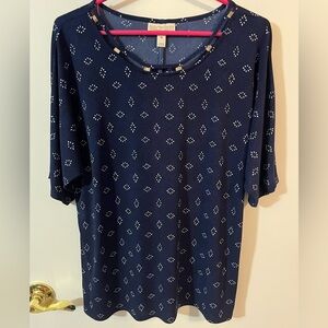 Dana Buchman medium women’s navy Blue Geometric Blouse